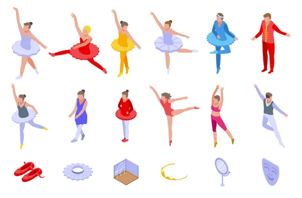 Conjunto de ícones de balé, estilo isométrico —  Vetores de Stock