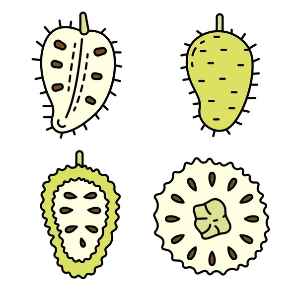 stock vector Soursop icons set vector flat