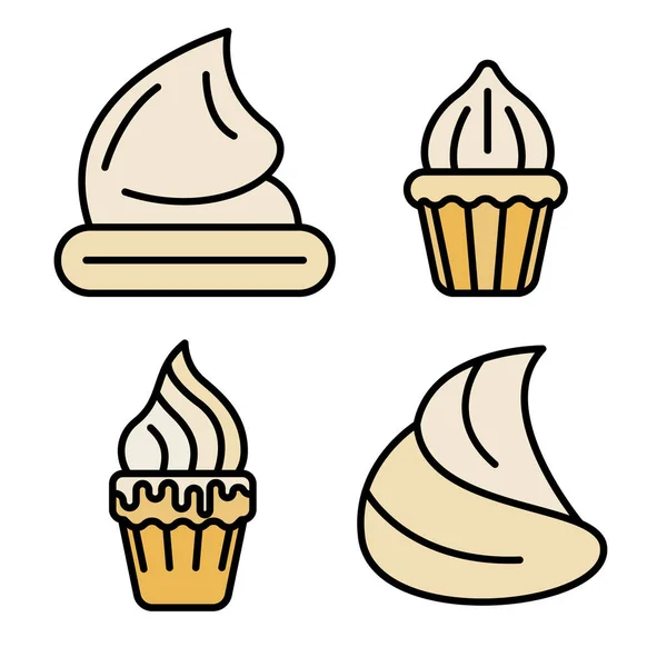 Merengue iconos conjunto vector plano — Vector de stock