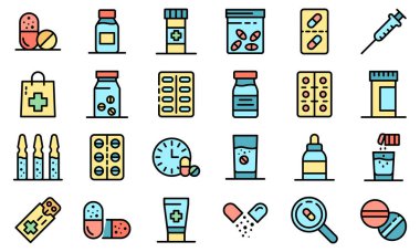 Antibiyotik simgeleri vektörü düzleştirdi