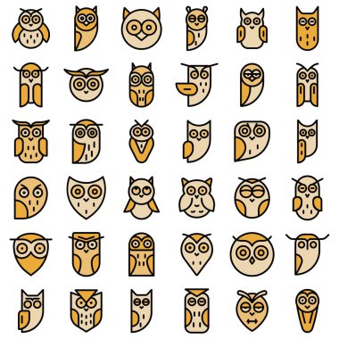 Baykuş simgeleri vektörü düzleştirin