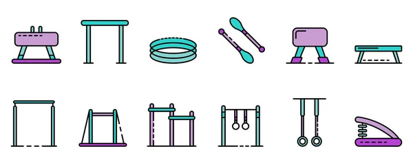 Jimnastik ekipman simgeleri vektörü düzleştirin — Stok Vektör