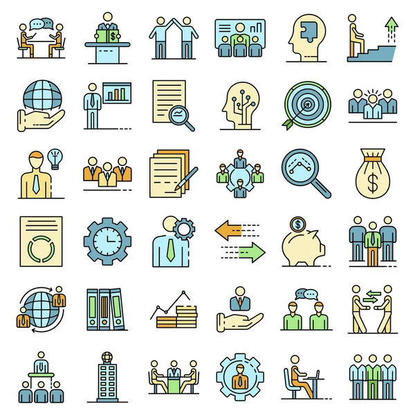 Corporate governance icons set vector flat — Stock Vector