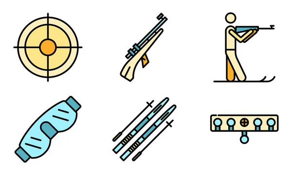 Biathlon icons set vector flat — Stock Vector