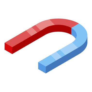 Kırmızı mavi mıknatıs simgesini, izometrik stili