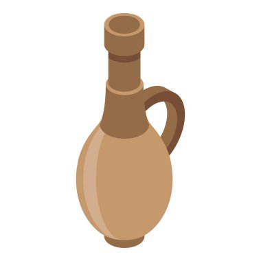 Ahşap şarap şişesi ikonu, izometrik stil