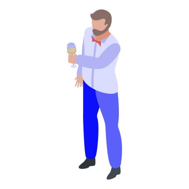 Hipster sommelier simgesi, izometrik biçim