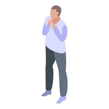 Öfkeli genç adam simgesi, izometrik stil