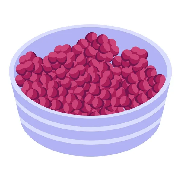 Ícone da bacia de uvas vermelhas, estilo isométrico — Vetor de Stock