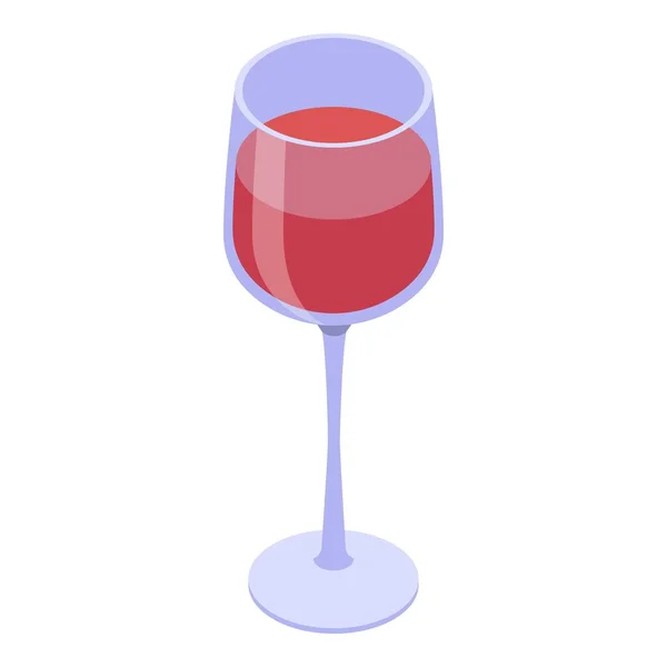 Red wine glass icon, isometric style — Stock Vector