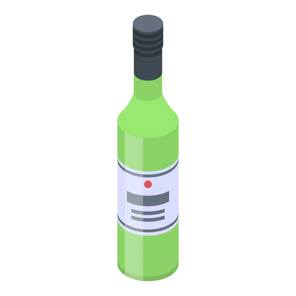 Icono de botella de vino verde, estilo isométrico — Vector de stock