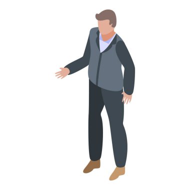 Şirin ofis yöneticisi simgesi, izometrik biçim