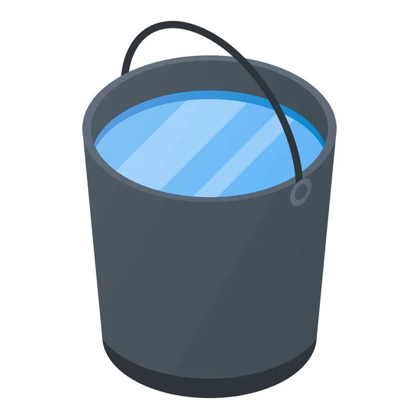 Ícone de balde de água cheia, estilo isométrico — Vetor de Stock