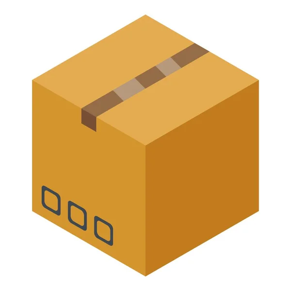 Icono de caja de paquete de cartón, estilo isométrico — Vector de stock