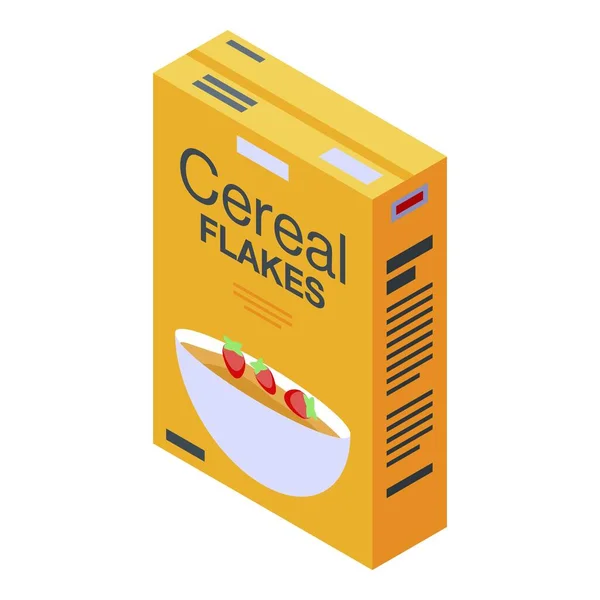 Icono de paquete de copos de cereales, estilo isométrico — Vector de stock