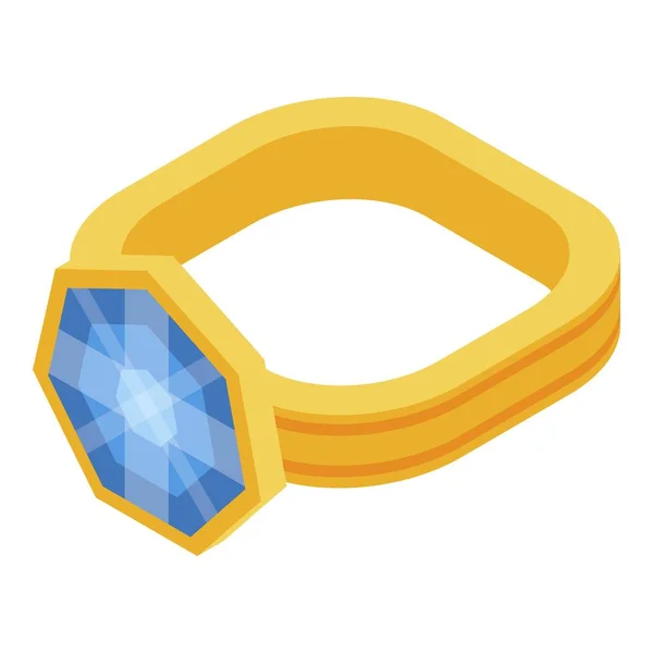 Arany ékszer gyűrű ikon, izometrikus stílus — Stock Vector
