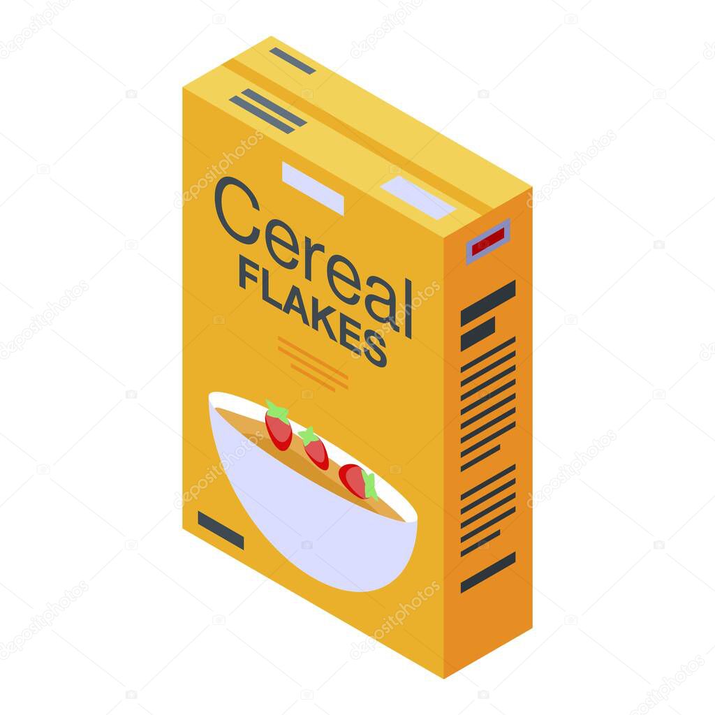 Cereal flakes pack icon, isometric style