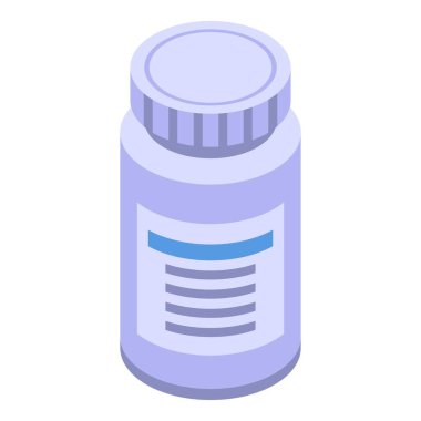 Kapsül plastik kavanoz simgesi, izometrik biçim