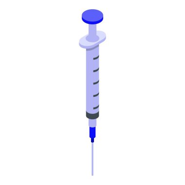Coronavirus tıbbi şırınga ikonu, izometrik biçim