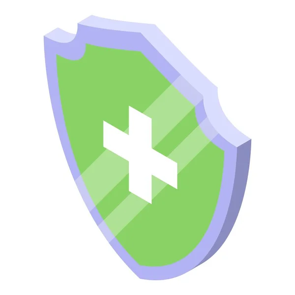 Medical shield icon, isometric style — Stock Vector