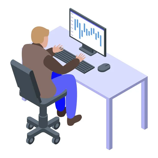 Ícone monitor corretor, estilo isométrico — Vetor de Stock