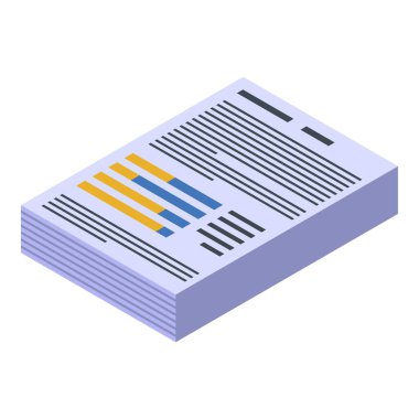 İş eğitimi kağıt paketi simgesi, izometrik biçim