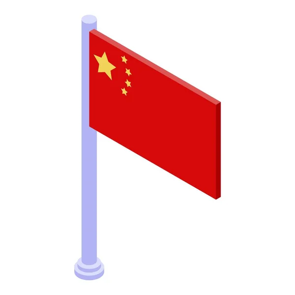 Perdagangan ikon bendera Cina perang, gaya isometrik - Stok Vektor