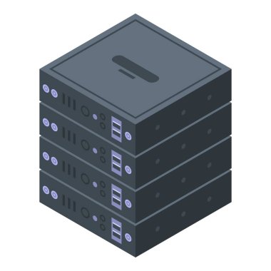 Sunucu raf depolama simgesi, izometrik biçim