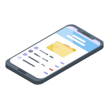 Akıllı telefon depolama simgesi, izometrik biçim