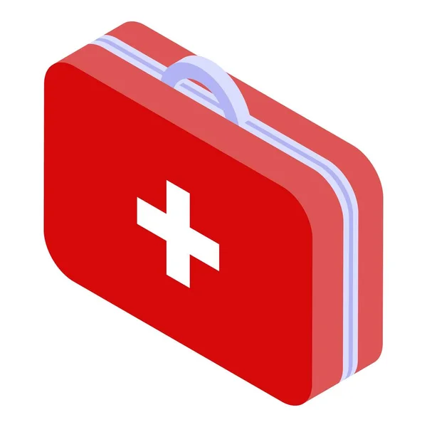 Kırmızı ilk yardım çantası simgesi, izometrik biçim — Stok Vektör