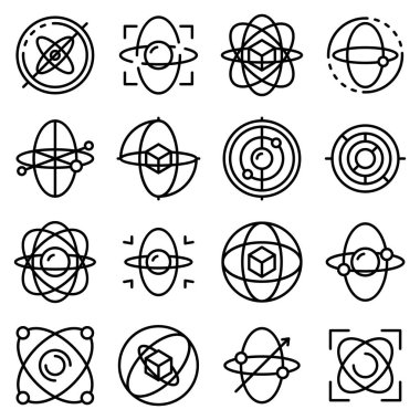 Gyroscope icons set, outline style clipart