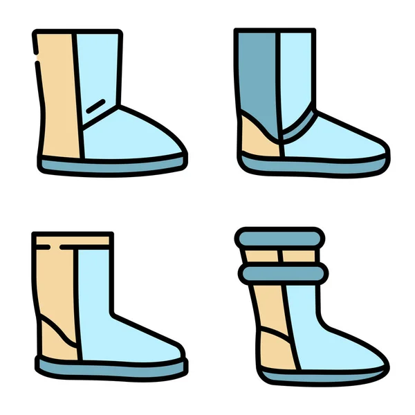 Winter laarzen pictogrammen vector plat — Stockvector
