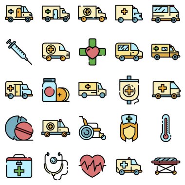 Ambulans simgeleri vektör düzlüğü