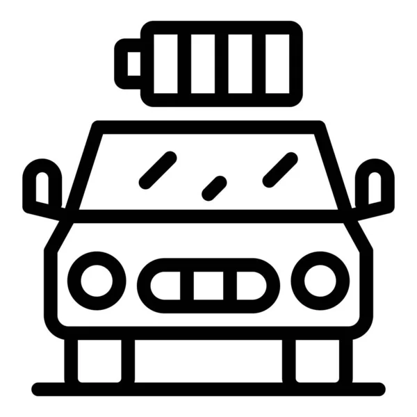 Πλήρης μπαταρία υβριδικό αυτοκίνητο εικονίδιο, περίγραμμα στυλ — Διανυσματικό Αρχείο
