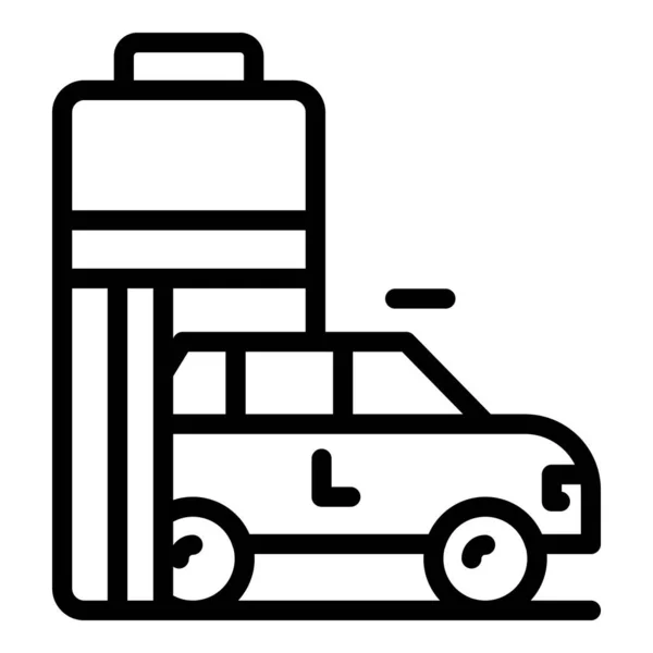 Batterij hybride auto pictogram, omtrek stijl — Stockvector