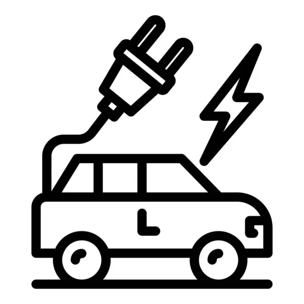 Hybrydowa ikona wtyczki samochodu, w stylu konturu — Wektor stockowy