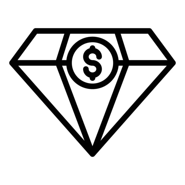 钻石货币经纪图标,轮廓风格 — 图库矢量图片