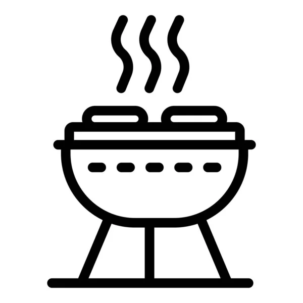 烧烤烤图标,轮廓风格 — 图库矢量图片