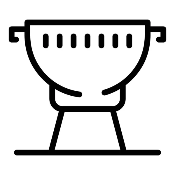 Bärbar grill ikon, kontur stil — Stock vektor