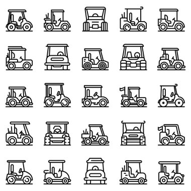 Golf arabası simgeleri ayarlandı, taslak biçimi