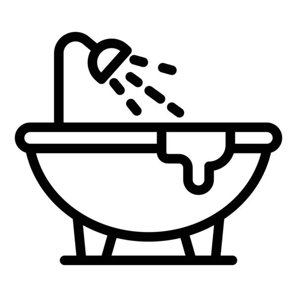 Reaking bathtub icon, outline style — стоковый вектор