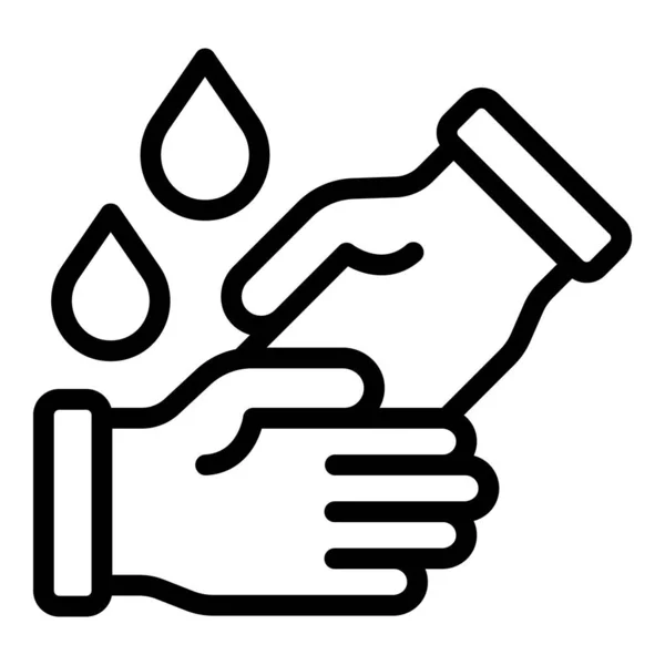 Drops hands icon, outline style — Stock Vector