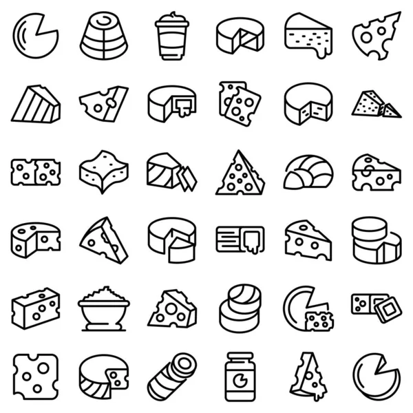 Conjunto de ícones de queijo, estilo esboço — Vetor de Stock