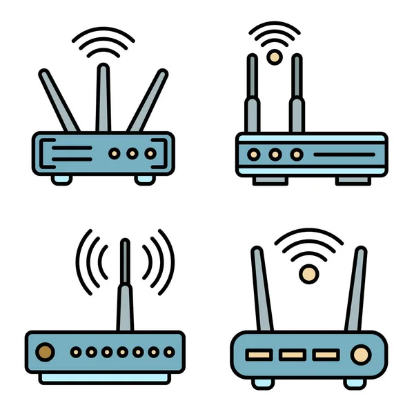 Router ikonok vektor sík — Stock Vector