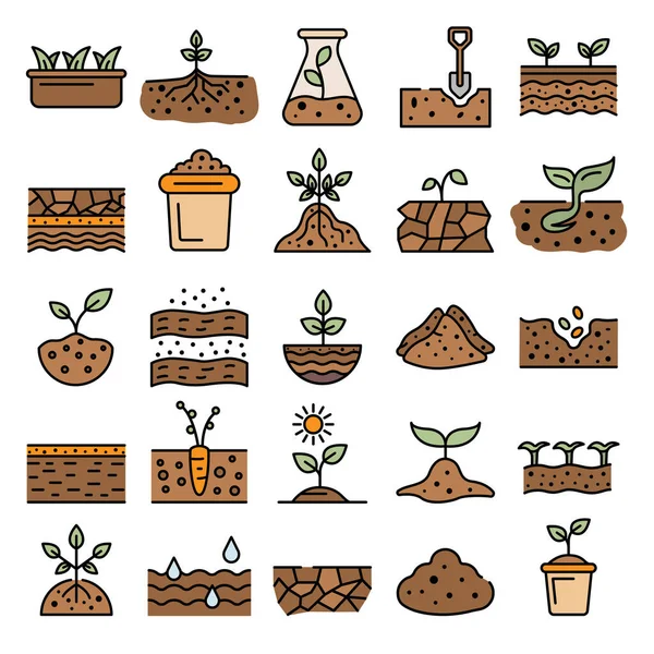 Soil ground icons vector flat — Stock Illustration Soil ground icons vector flat Royalty Free Stock Illustrations