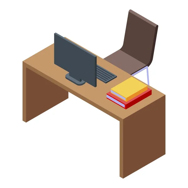 Biblioteca de lectura icono de escritorio, estilo isométrico — Vector de stock