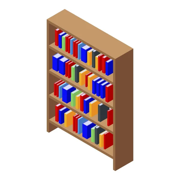Ikone im Bücherregal, isometrischer Stil — Stockvektor