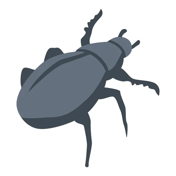Black scarab beetle icon, isometric style — Stock Vector