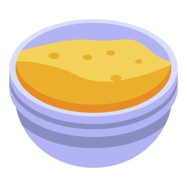 Gevrek gevreği kase ikonu, izometrik stil