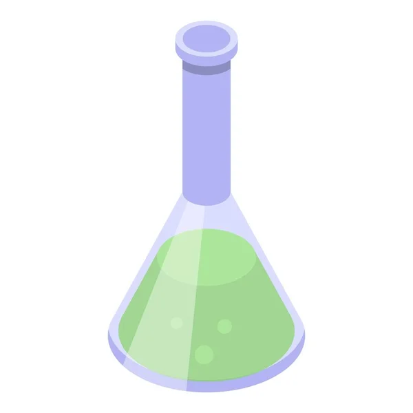Ikona chemiczno-zielonej kolby w stylu izometrycznym — Wektor stockowy